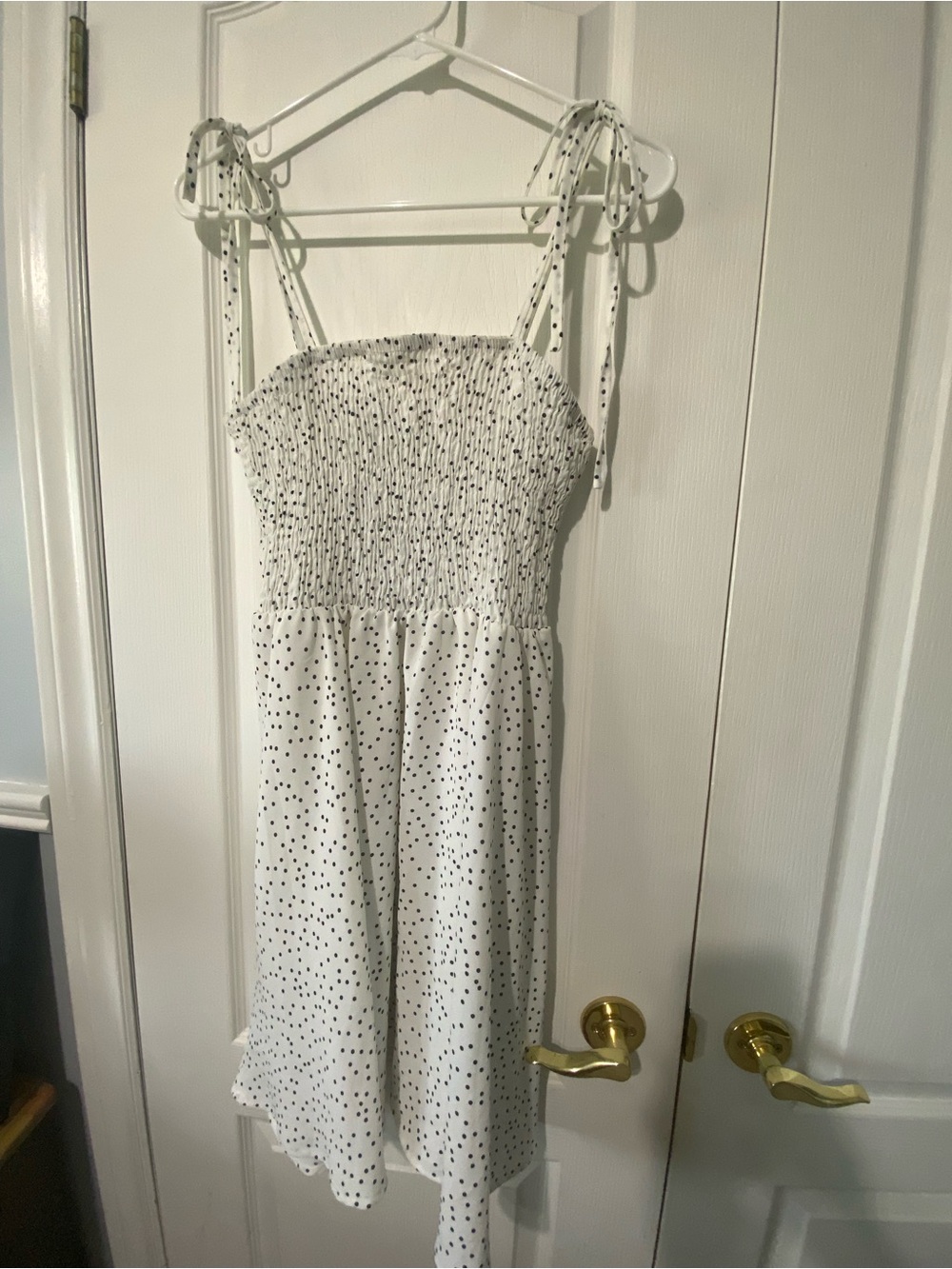 White Polka Dot Tie-Strap Sundress